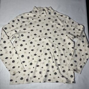 Croft & Barrow Christmas Holiday Print Turtleneck Women L Houses Stars Leaves